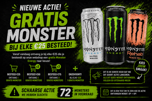 Nieuwe Actie: Gratis Monster Energy bij elke €25 aankoop!